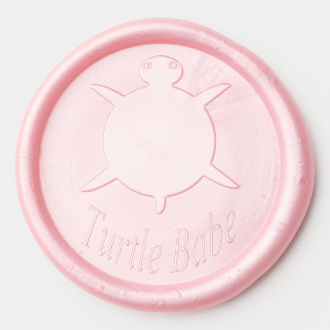 Cute Pink Turtle Babe Bachelorette Party Wax Seal Sticker (Front)