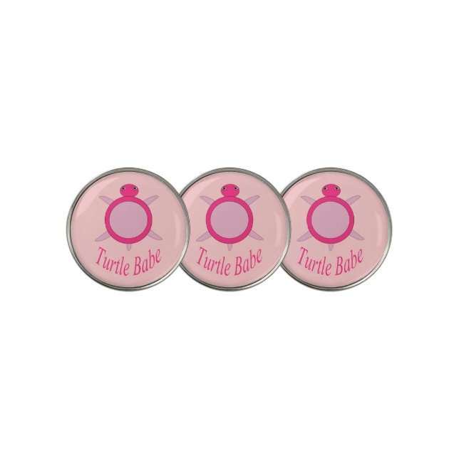 Cute Pink Turtle Babe Ball Markers (3 Up)