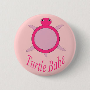 Cute Pink Turtle Babe Button