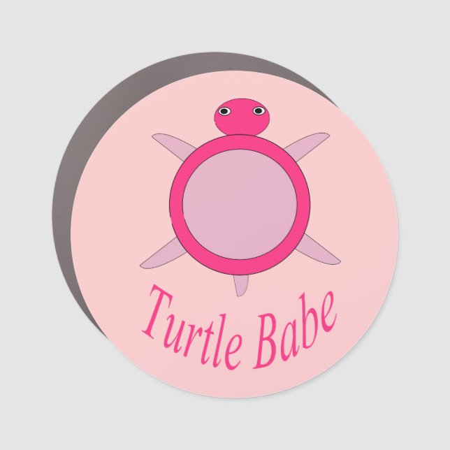 Cute Pink Turtle Babe Car Magnet (Front)