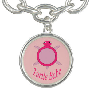 Cute Pink Turtle Babe Charm Bracelet