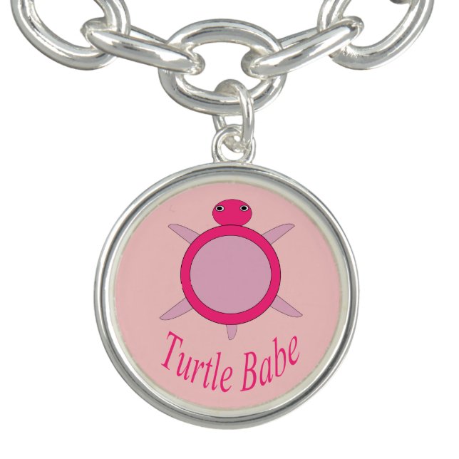 Cute Pink Turtle Babe Charm Bracelet (Design)
