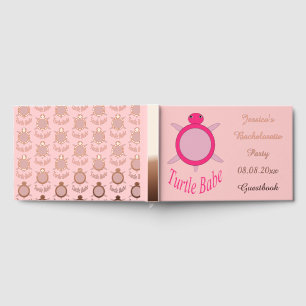 Cute Pink Turtle Babe Custom Bachelorette Party Foil Guest Book