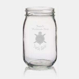 Cute Pink Turtle Babe Custom Bachelorette Party Mason Jar