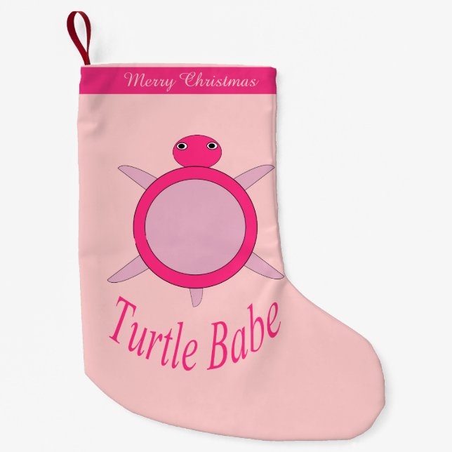 Cute Pink Turtle Babe Custom Stocking (Front)