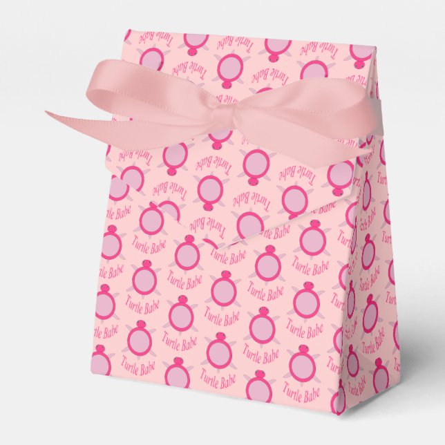 Cute Pink Turtle Babe Favor Box (Front Side)