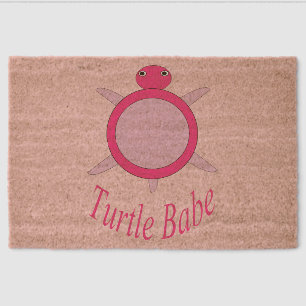 Cute Pink Turtle Babe Fiber Doormat