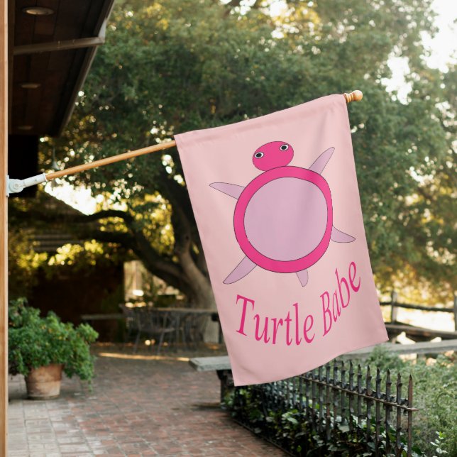 Cute Pink Turtle Babe House Flag (In SItu)