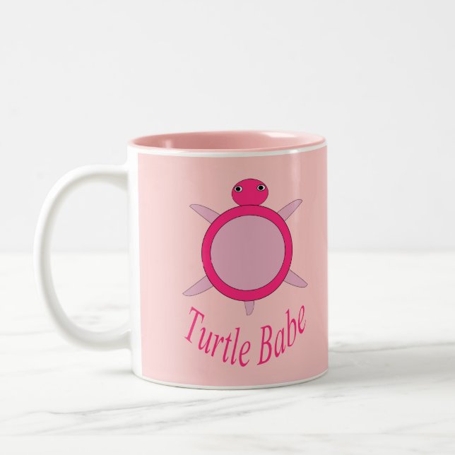 Cute Pink Turtle Babe Mug (Left)