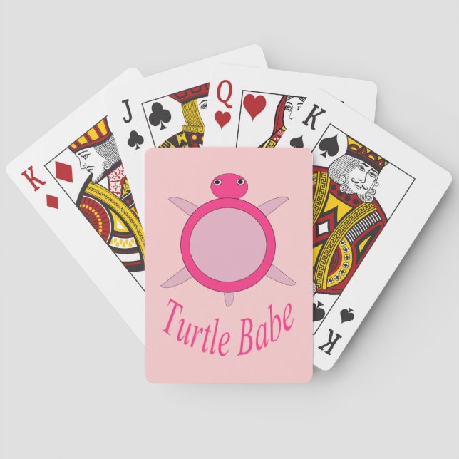 Cute Pink Turtle Babe Playing cards (Back)