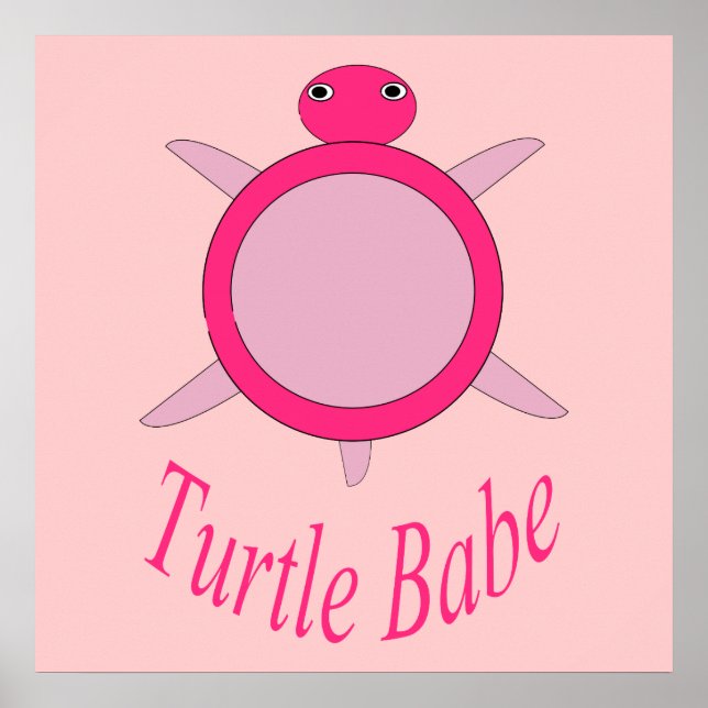 Cute Pink Turtle Babe Poster (Front)
