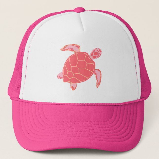 Cute Pink Turtle Trucker Hat (Front)