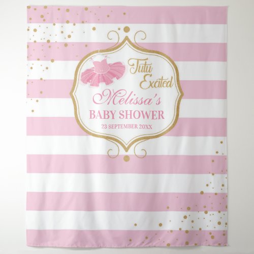 Cute pink tutu ballerina baby shower tapestry