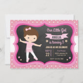 Cute Pink Tutu Ballerina Girl Birthday Party Invitation (Front)