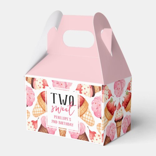 Cute Pink Two Sweet 2nd Birthday Thank You Favor Boxes