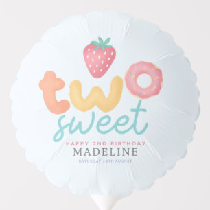 Cute Pink Two Sweet Summer 2nd Birthday Balloon