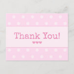 Cute Pink Typography And Hearts Thank You Postcard