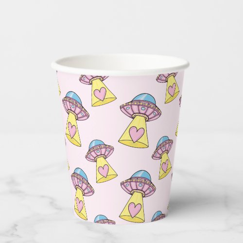 Cute Pink UFO Pattern Paper Cups