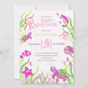 Cute Pink Under the Sea Baby Girl Shower