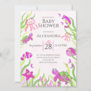 Cute Pink Under the Sea Baby Girl Shower 