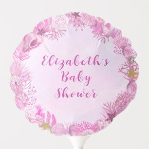 Cute Pink Under the Sea Girl Baby Shower Balloon