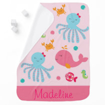 Cute Pink Under the Sea Stroller Blanket
