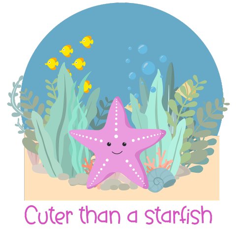 Cute pink undersea starfish with text  baby bib