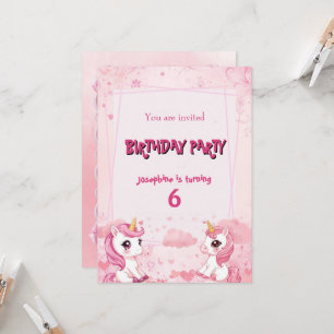 Cute Pink Unicorn a magical Birthday Invitation