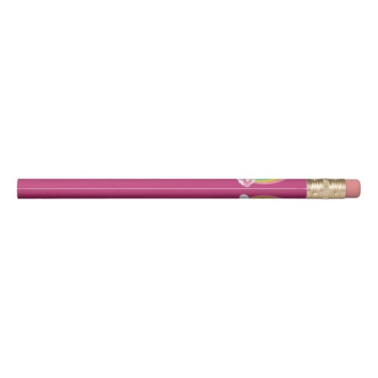 Cute Pink Unicorn and Rainbow Personalized Pencil (Back)