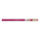 Cute Pink Unicorn and Rainbow Personalized Pencil (Front)