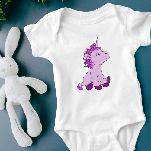 Cute Pink Unicorn Baby Girl Baby Bodysuit