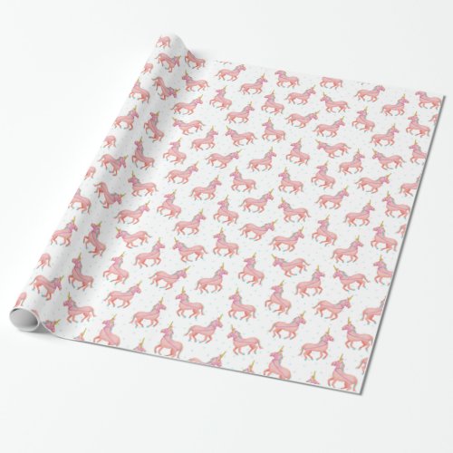 Cute Pink Unicorn Baby Shower Pattern Wrapping Paper