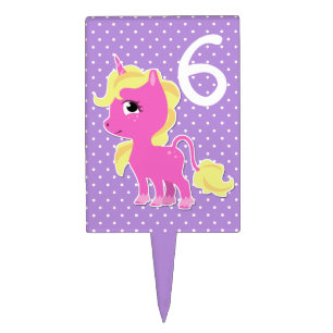 Cute Pink Unicorn Birthday Cake Pick