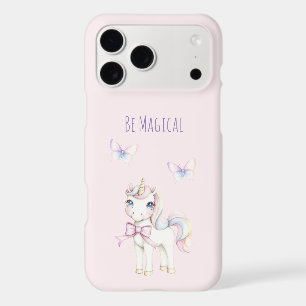 Cute Pink Unicorn Butterflies Be Magical iPhone 17 Pro Max Case
