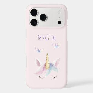 Cute Pink Unicorn Butterflies Face Be Magical iPhone 17 Pro Max Case