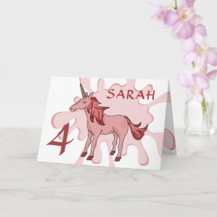 Cute Pink Unicorn Color Splash Girl Happy Birthday Card