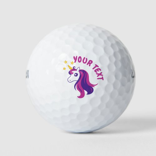 Cute pink unicorn custom print golf balls for kids