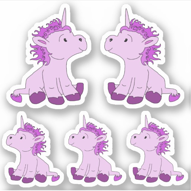 Cute Pink Unicorn Drawing Girl Kids Sticker (Front)