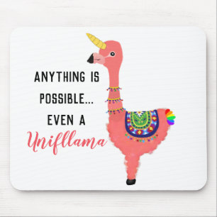 Cute Pink Unicorn Flamingo Llama Inspirational Mouse Pad
