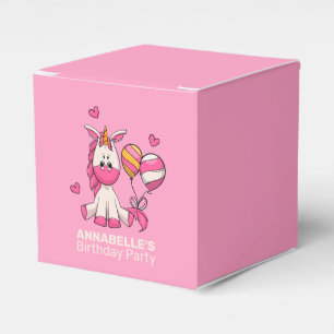 Cute Pink Unicorn Girl Birthday Party Favor Boxes