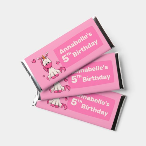 Cute Pink Unicorn Girl Birthday Party Hershey Bar Favors