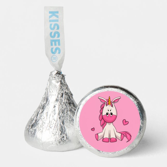 Cute Pink Unicorn Girl Birthday Party Hershey®'s Kisses® (Front)