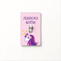 Cute pink unicorn girl's room light switch cover