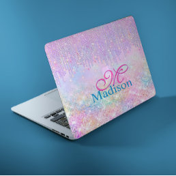 Cute Pink Unicorn Glitter rhinestone Drip monogram HP Laptop Skin