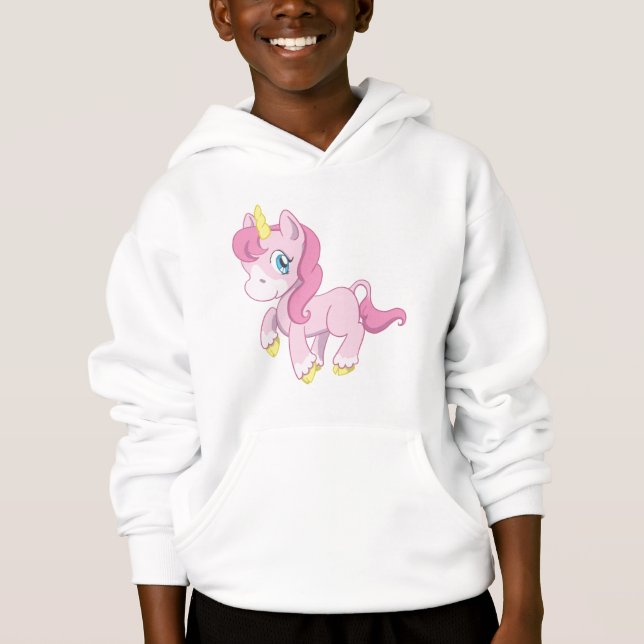 Cute Pink Unicorn Hoodie (Front)