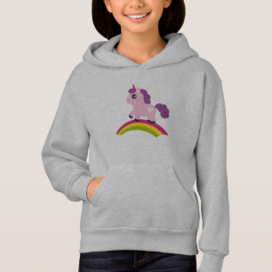 Cute Pink Unicorn on a Rainbow Hoodie