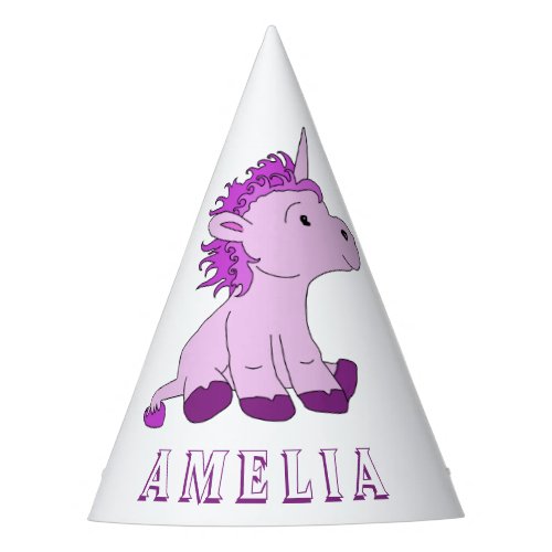 Cute Pink Unicorn Pattern Kids Birthday Party Hat