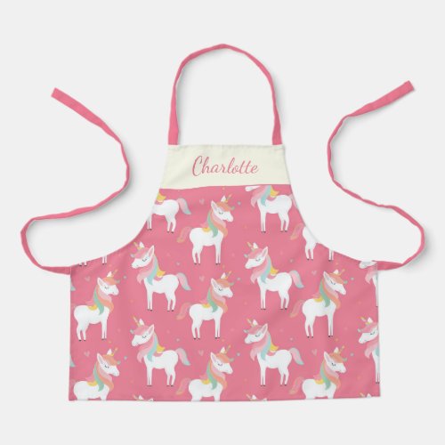 Cute Pink Unicorn Pattern Personalized Apron