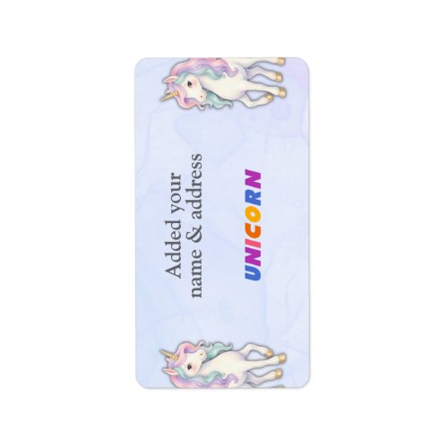 Cute pink unicorn pattern personalized name label