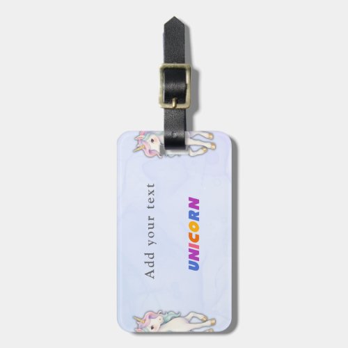 Cute pink unicorn pattern personalized name luggage tag